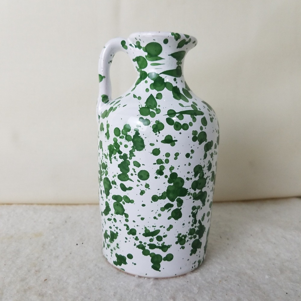 Green Splatter bud Vase Jug with Handle Decorative Ceramic Pitcher country